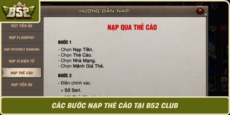 Cac Buoc Nap The Cao Tai B52 Club