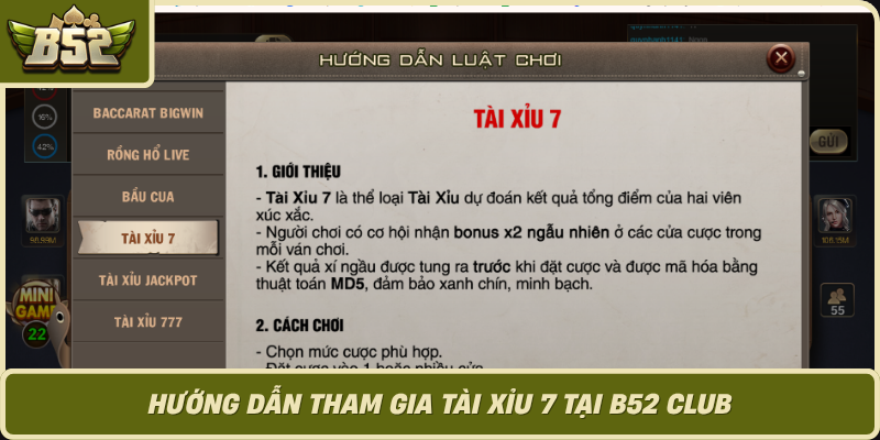 Huong Dan Tham Gia Tai Xiu 7 Tai B52 Club